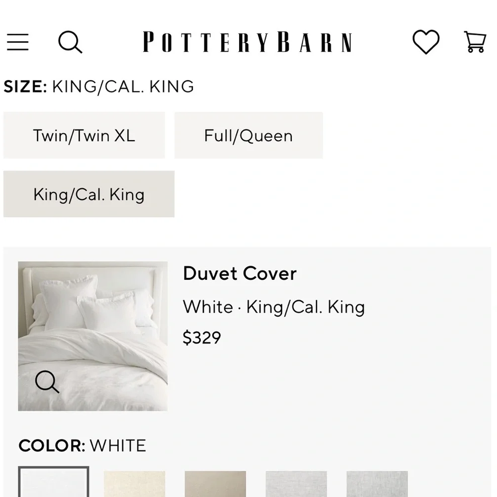 Pottery Barn Belgian Flax Linen Duvet Cover